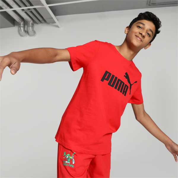 Essentials Logo Tee Youth, High Risk Red-Puma Black, large-ZAF