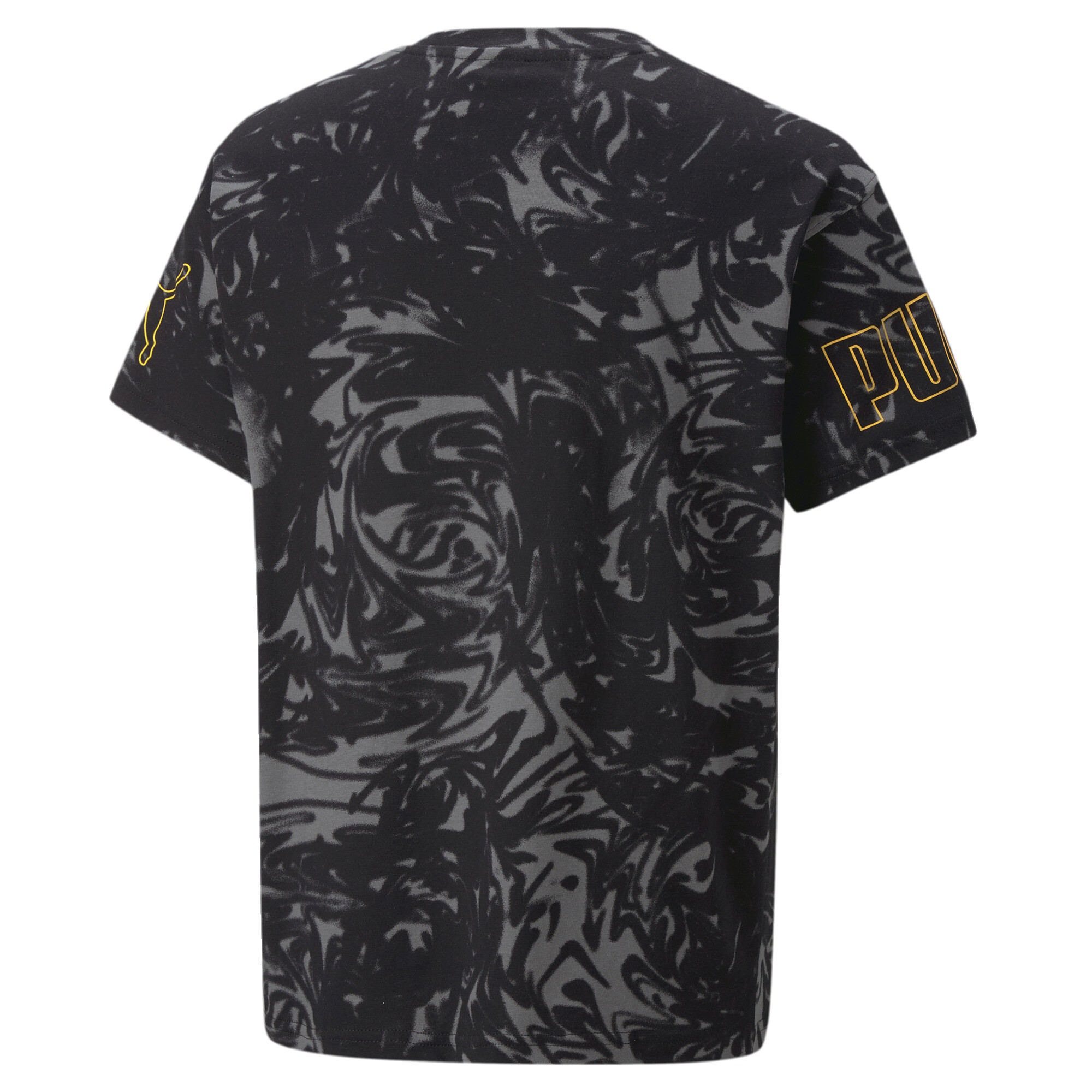 PUMA POWER SUMMER Printed T-Shirt In Black, Size 5-6 Youth