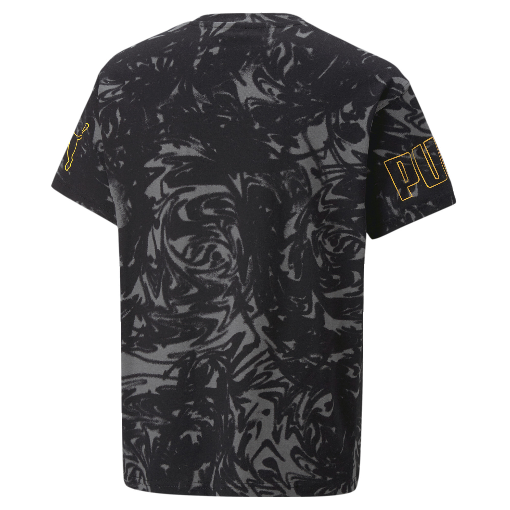 PUMA POWER SUMMER Printed T-Shirt In Black, Size 3-4 Youth, Cotton