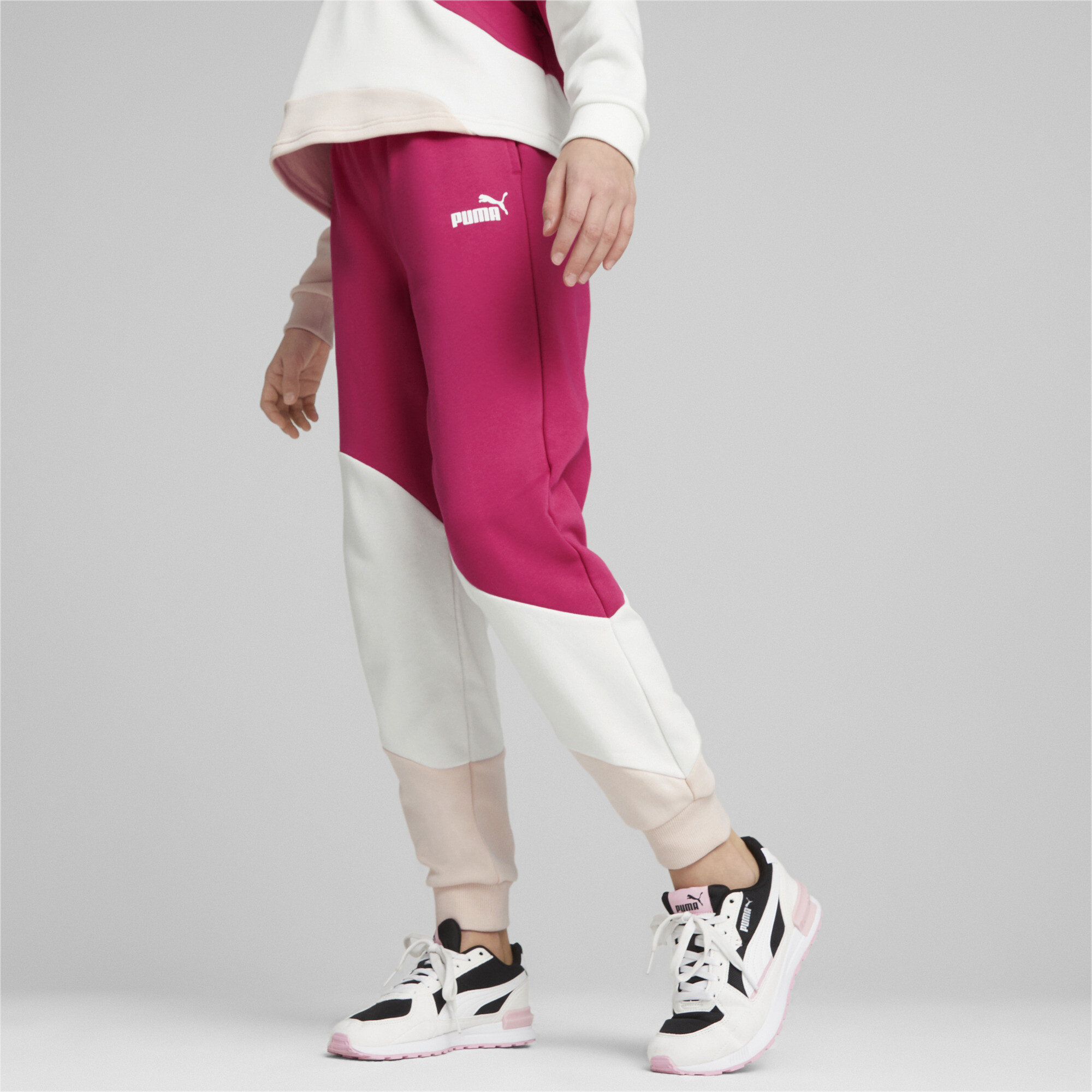 PUMA POWER Cat Pants In Pink, Size 7-8 Youth