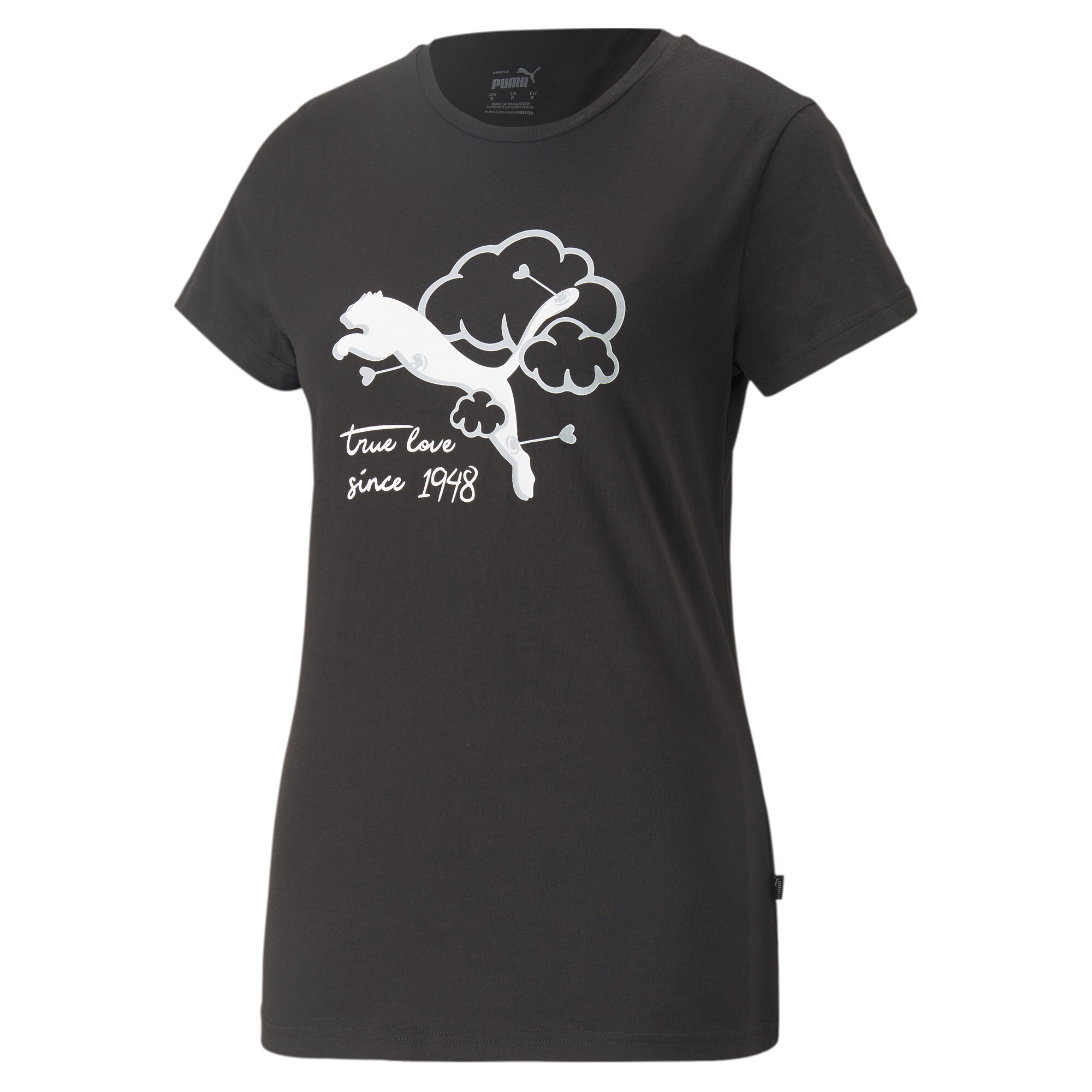 Women's PUMA GRAPHICS Valentine T-Shirt Women In Black, Size Small, Cotton