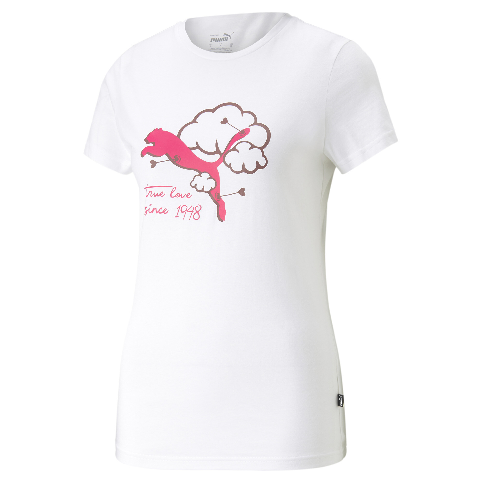 Women's PUMA GRAPHICS Valentine T-Shirt Women In White, Size Large, Cotton