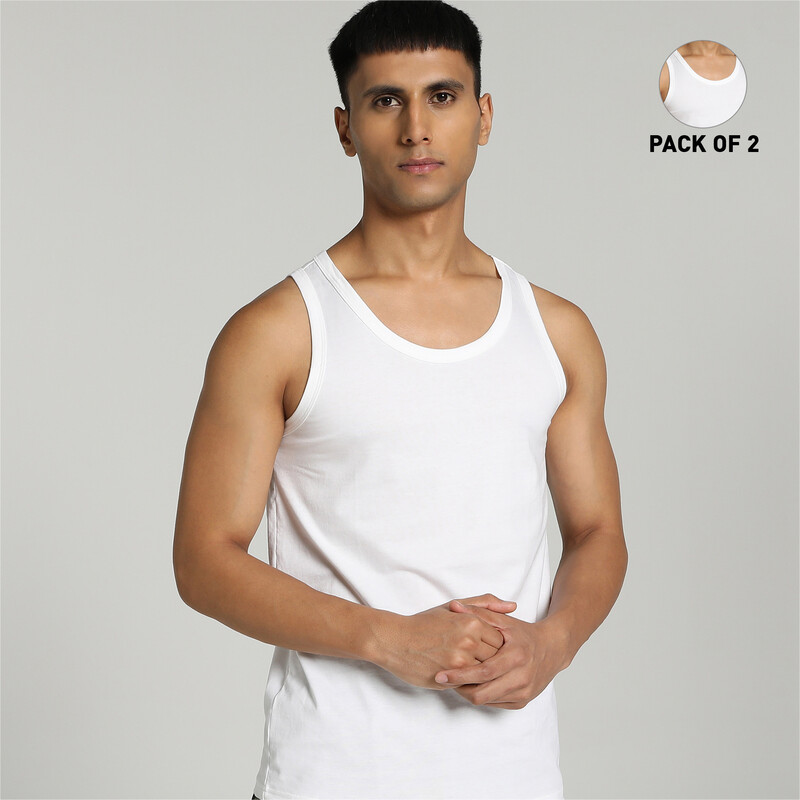 Men's PUMA Basic Crew-Neck Vests Pack Of 2 With EVERFRESH Technology in ...