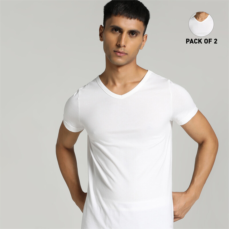 

Men's PUMA Basic V-Neck T-Shirts Pack Of 2 With EVERFRESH Technology