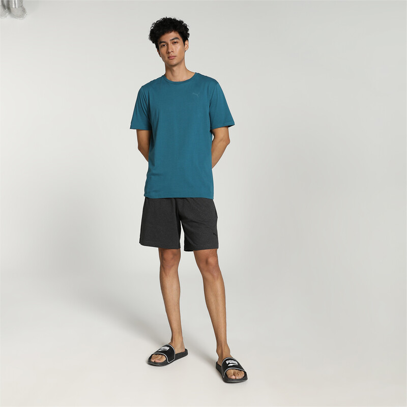 Men's PUMA Basic T-Shirt & Shorts Set in Black/Gray/Coral size L