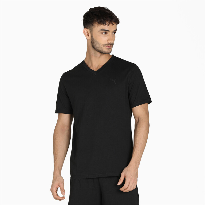 Men's PUMA V-Neck T-Shirts Pack Of 2 in White/Black size M