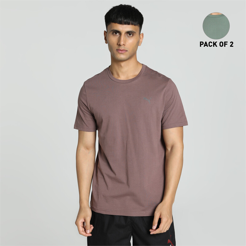Men's PUMA Crew-Neck T-Shirts Pack Of 2 in Red/Green size M