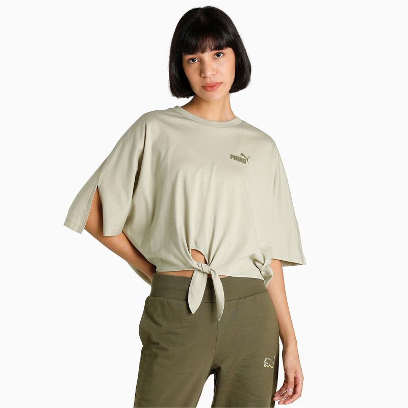 

Women's PUMA Essential Knot Detail Crop Relaxed Fit T-Shirt, Spring moss