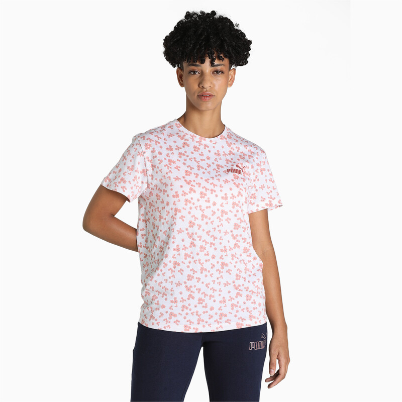 Women's PUMA ESS AOP Crew Neck Tee, Pink