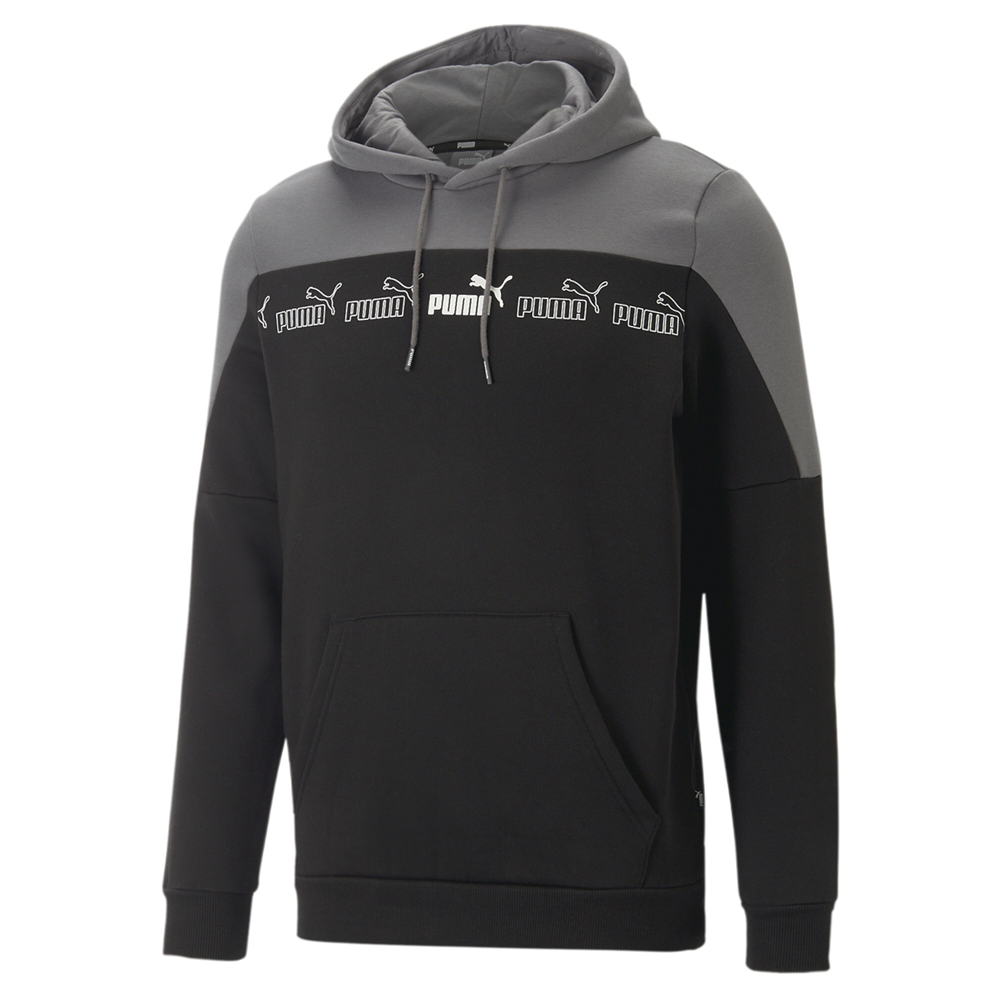 Puma Around the Block Hoodie Herren | Mit Print | Black/Castlerock | Größe: XL