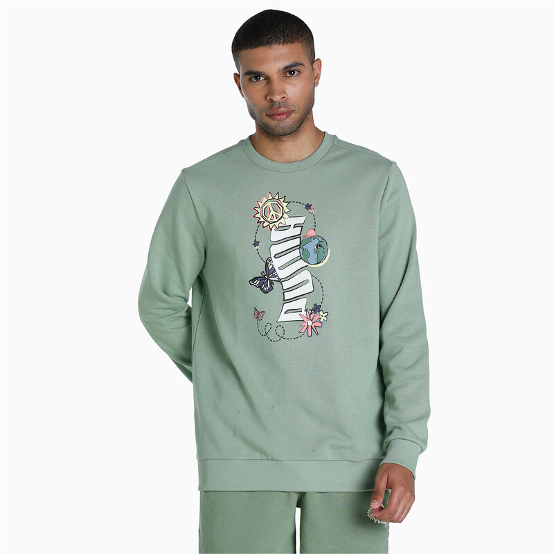

Men's PUMA X1DER Regular Fit FeelGood Crew-Neck Sweatshirt, Gray/green