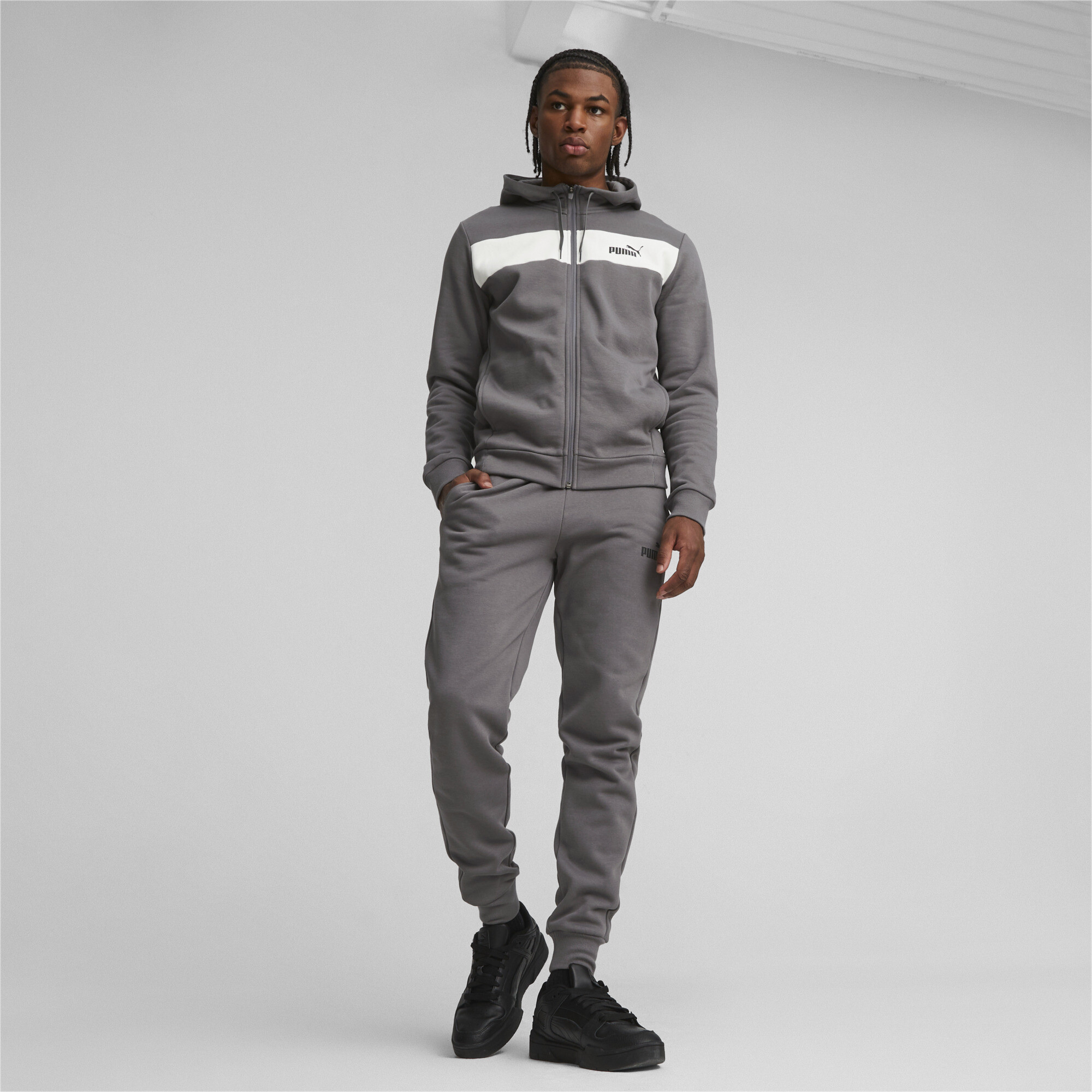 Men's Puma FZ Panel's Tracksuit, Gray, Size L, Clothing