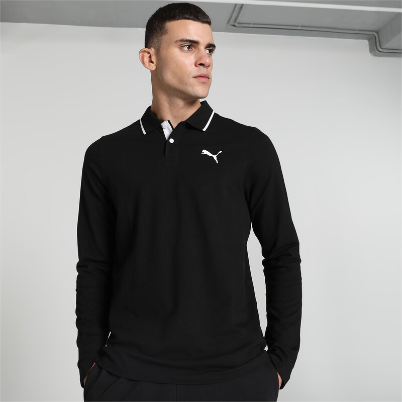 

Men's PUMA Long Sleeve Regular Fit Polo, Black