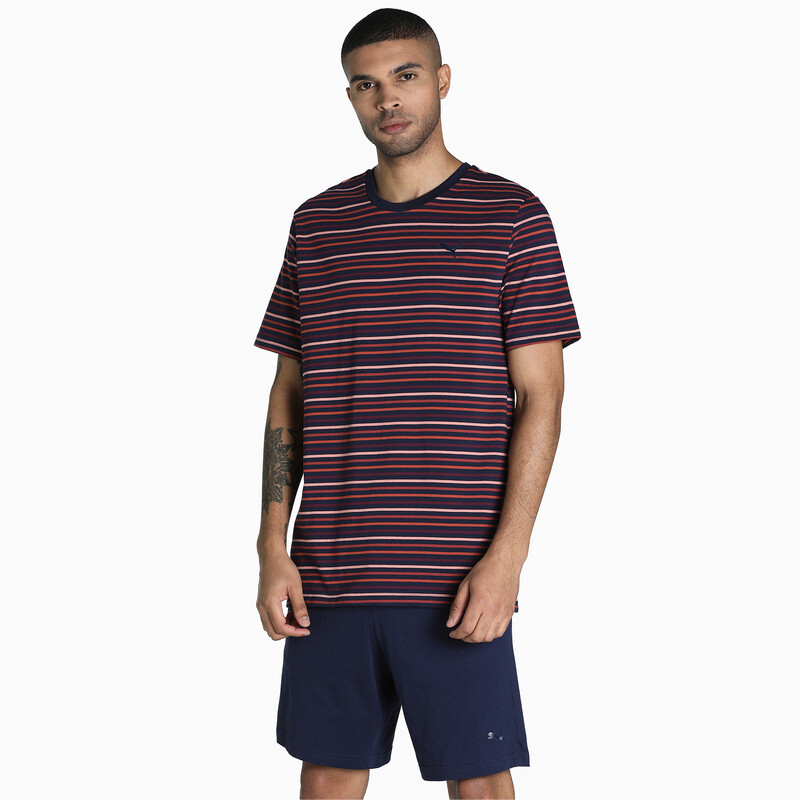 Men's PUMA Stripe T-Shirt & Shorts Set in Purple size S