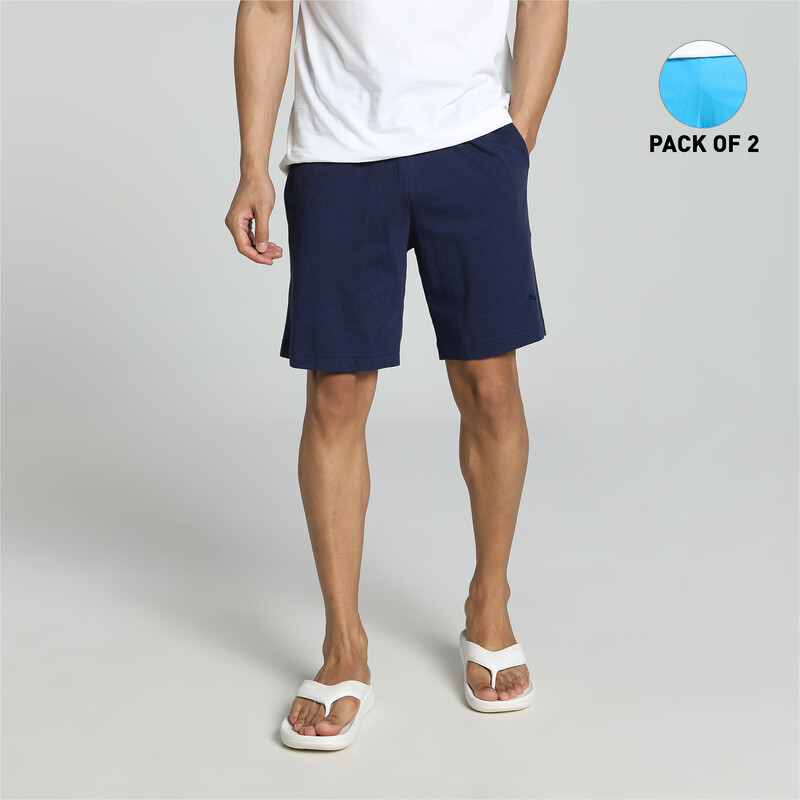 Men's PUMA Cotton Shorts Pack Of 2 in Black/Purple/Blue size S