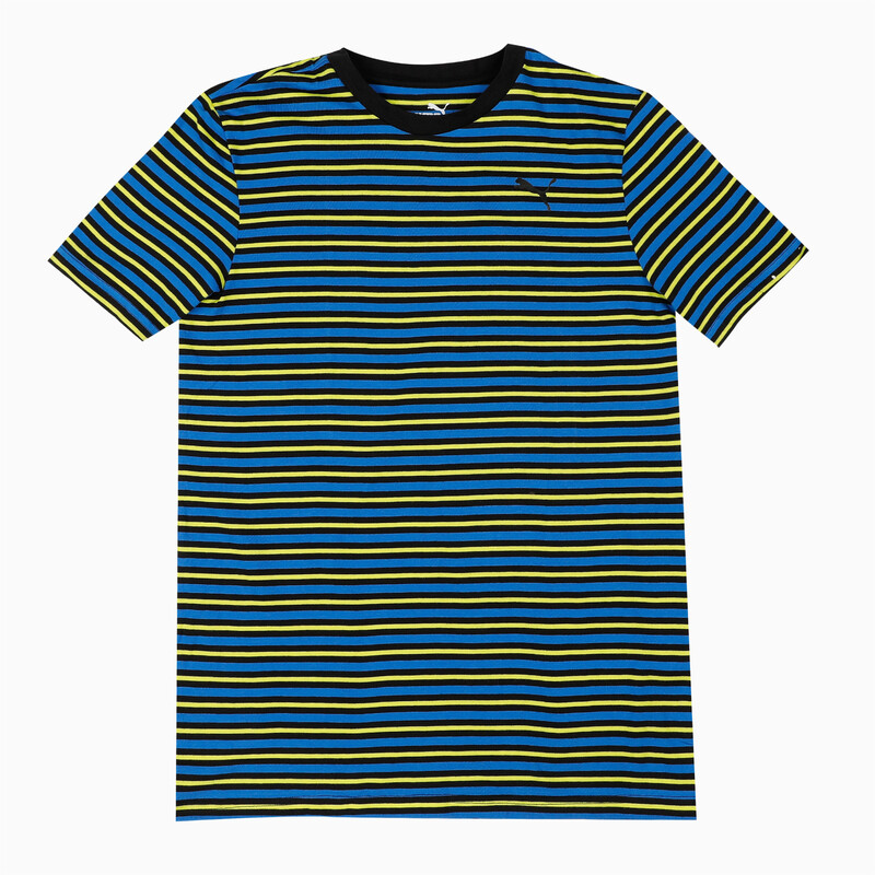 PUMA Stripe Youth Regular Fit T-Shirt & Joggers Set in Black/Blue size 13-14Y