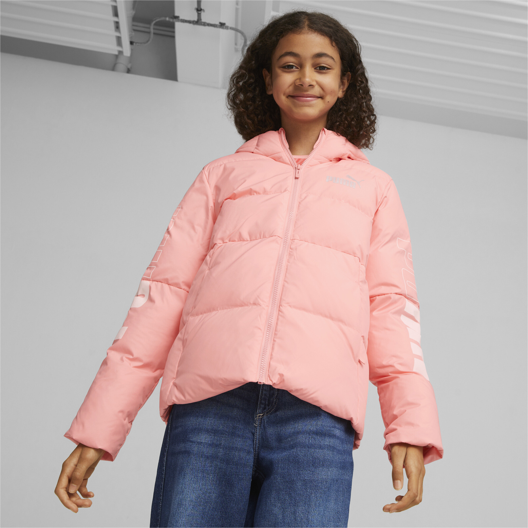 Puma POWER Youth Hooded Jacket, Pink, Size 9-10Y, Clothing