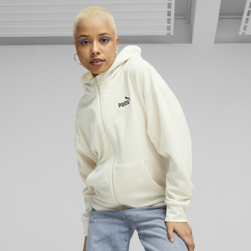 Women's PUMA Essentials Elevated Full-Zip Hoodie, Alpine snow
