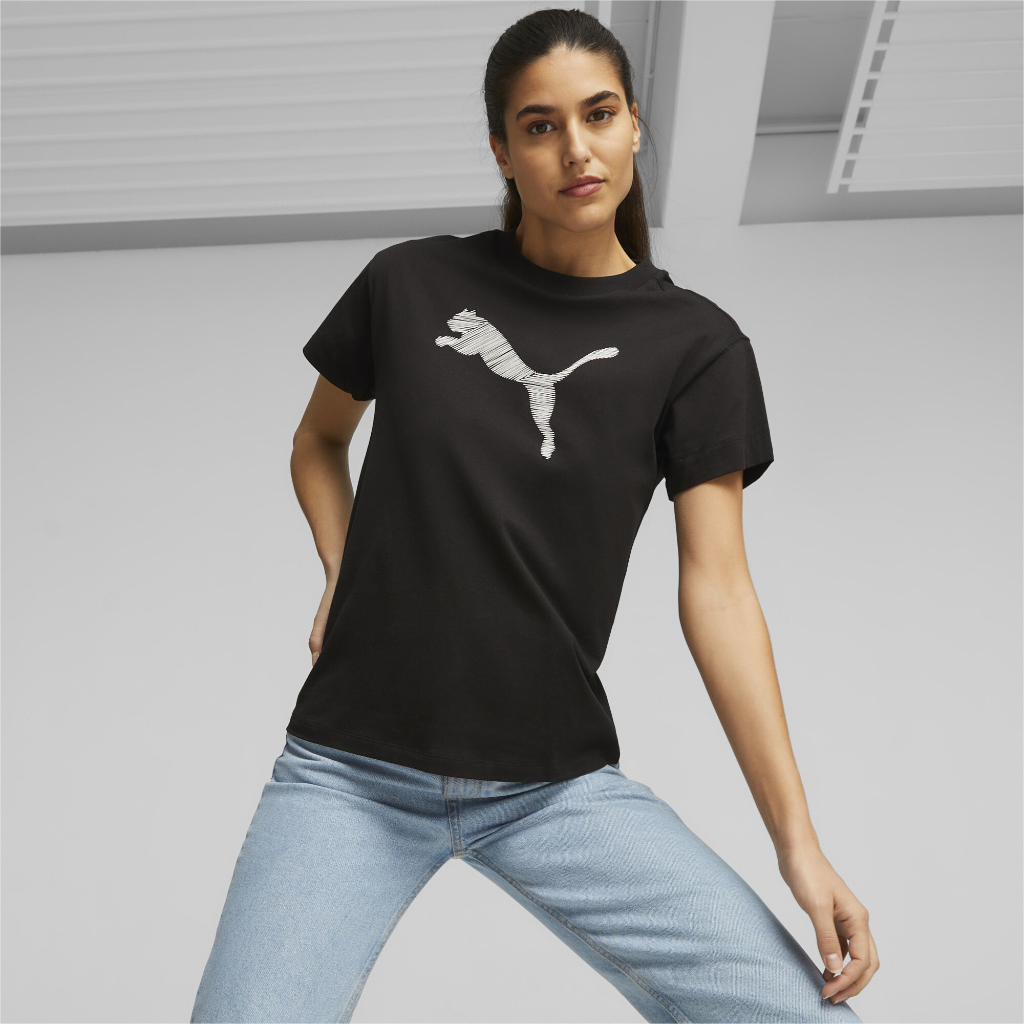 Women's Puma HER's T-Shirt, Black, Size L, Clothing
