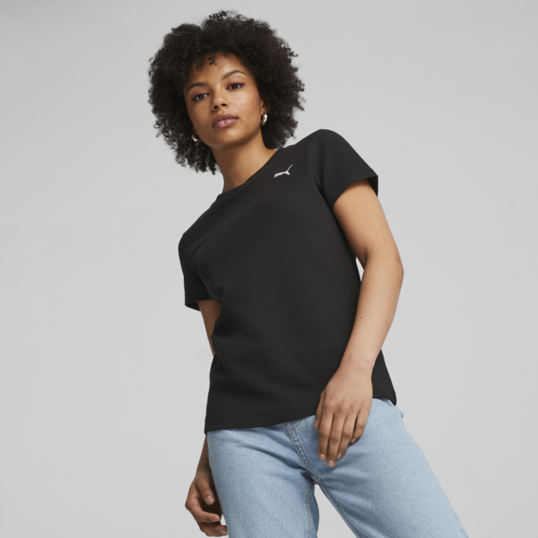 HER Women's Structured Tee, PUMA Black, large-ZAF