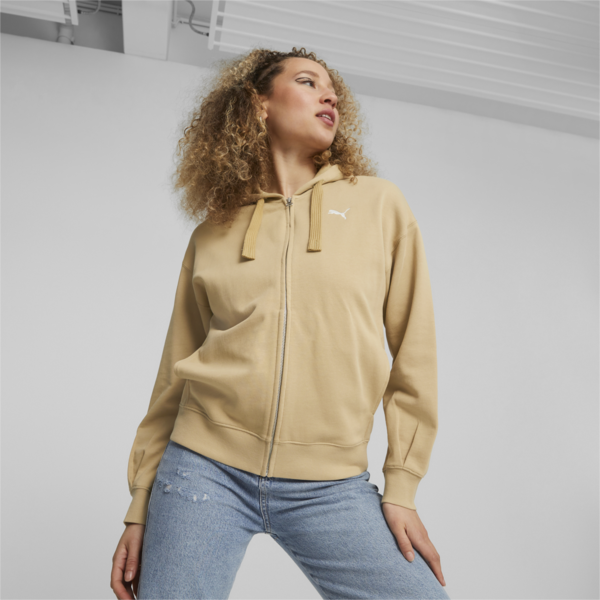 HER Terry Full-Zip Hoodie Women, Sand Dune, large-ZAF