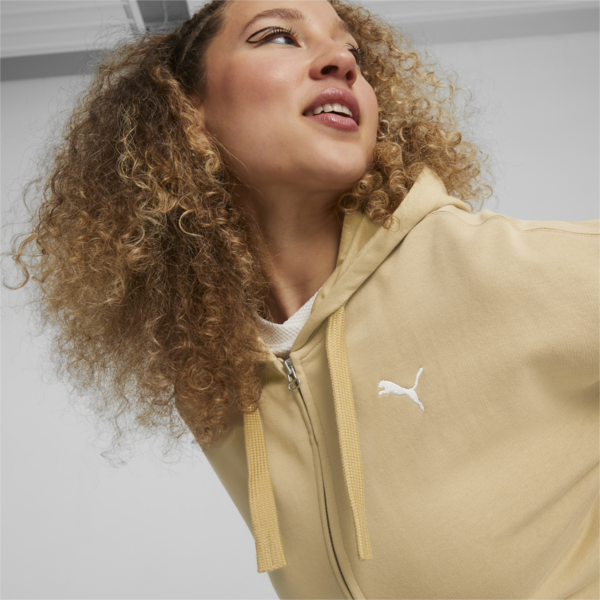 HER Terry Full-Zip Hoodie Women, Sand Dune, large-ZAF