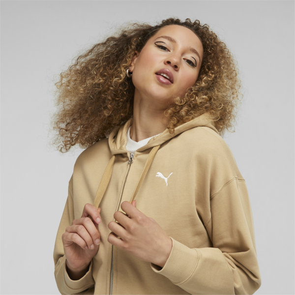 HER Terry Full-Zip Hoodie Women, Sand Dune, large-ZAF