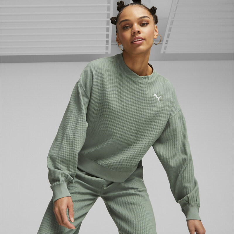 Women's PUMA HER Sweatshirt in Eucalyptus size XS