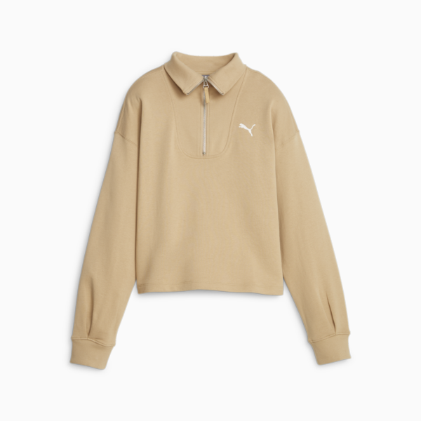 HER Women's High-Neck Half-Zip Sweatshirt, Sand Dune, large-ZAF