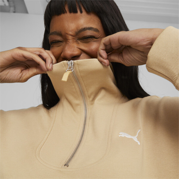 HER Women s High Neck Half Zip Sweatshirt beige PUMA