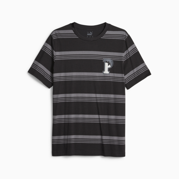 PUMA SQUAD Men's Striped Tee, PUMA Black, large-ZAF
