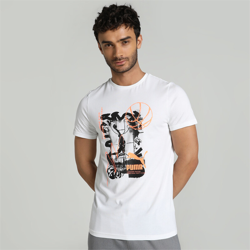 Men's PUMA Graphic Slim Fit T-Shirt in White size S