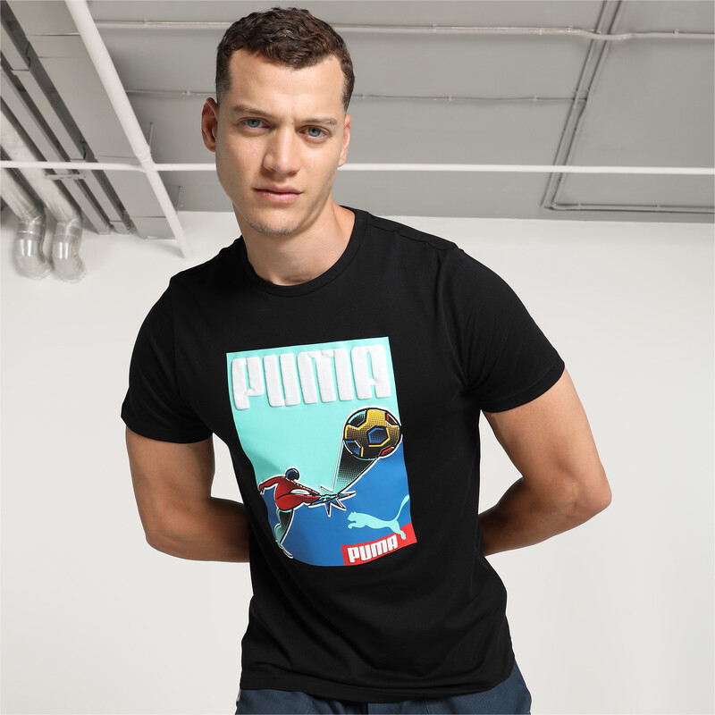 Men's PUMA Graphic Slim Fit T-Shirt in Black size S