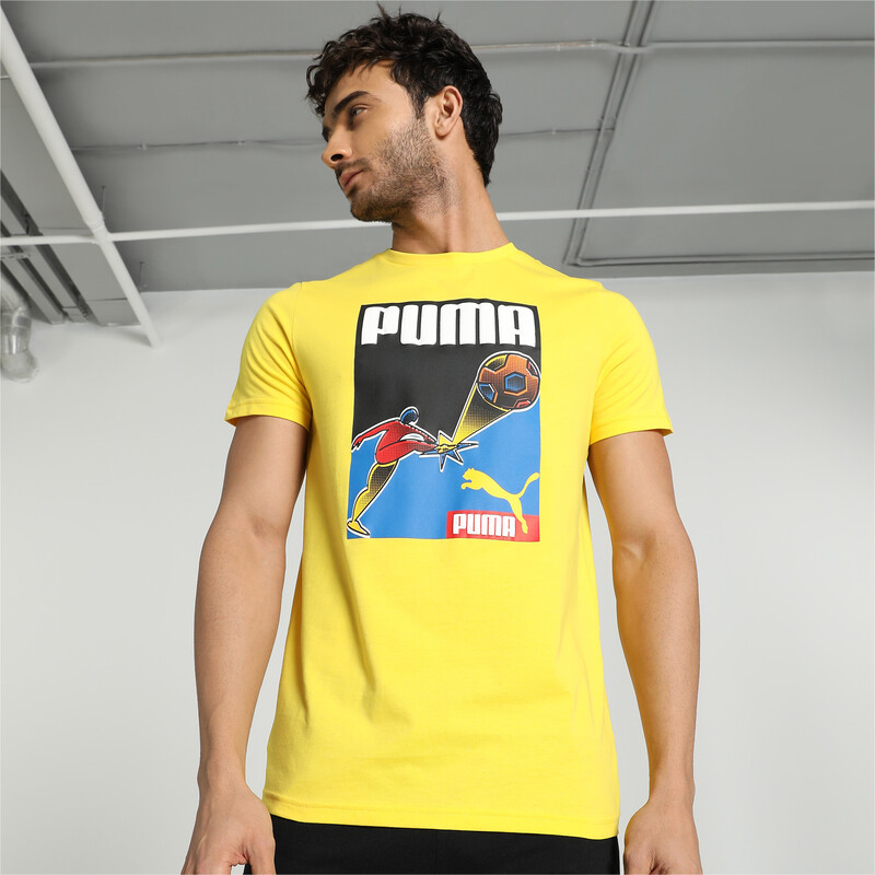 Men's PUMA Graphic Slim Fit T-shirt in Yellow size S