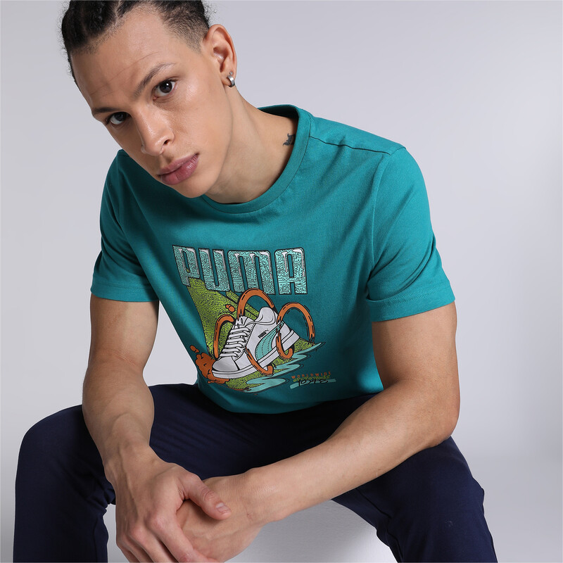 Men's PUMA Graphic Slim Fit T-Shirt, Gray/green