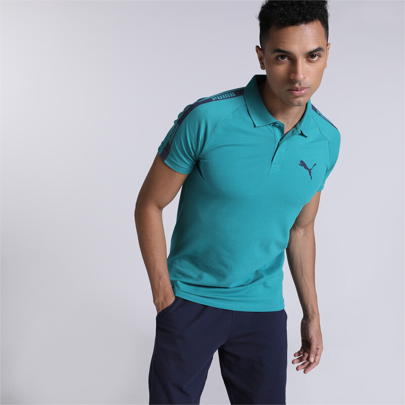 Men's PUMA Raglan Slim Fit T-Shirt in Gray/Green size S