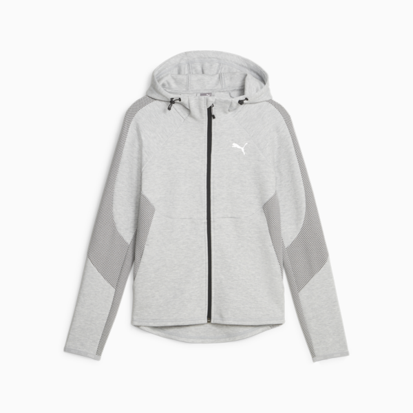 EVOSTRIPE Women's Full-Zip Hoodie, Light Gray Heather, large-ZAF
