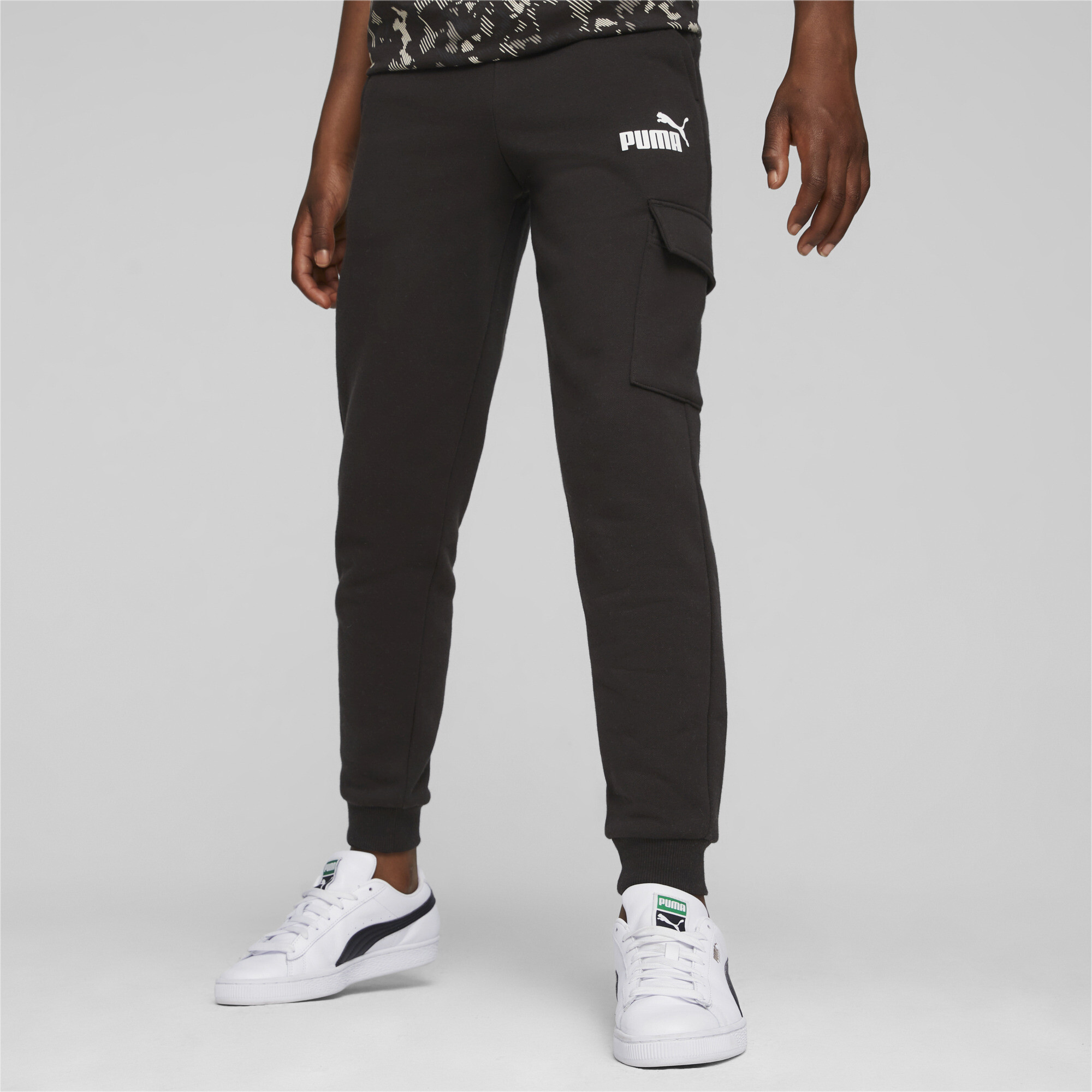 Men's Puma Essentials Youth Cargo Pants, Black, Size 13-14Y, Clothing