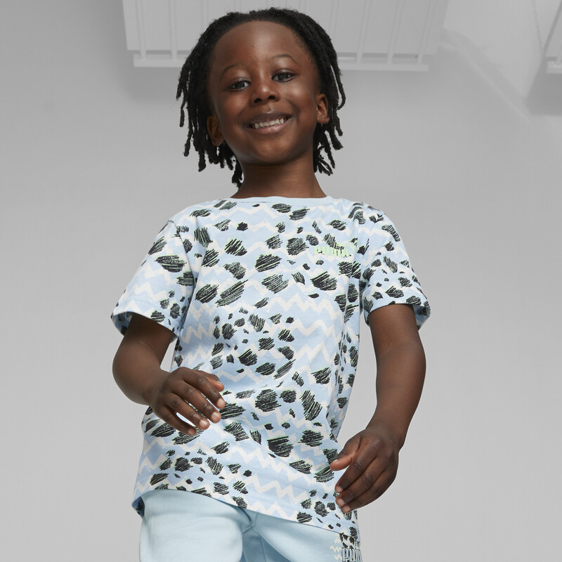 PUMA Mix Match Kid's T-shirt in Silver/Blue size 5-6Y