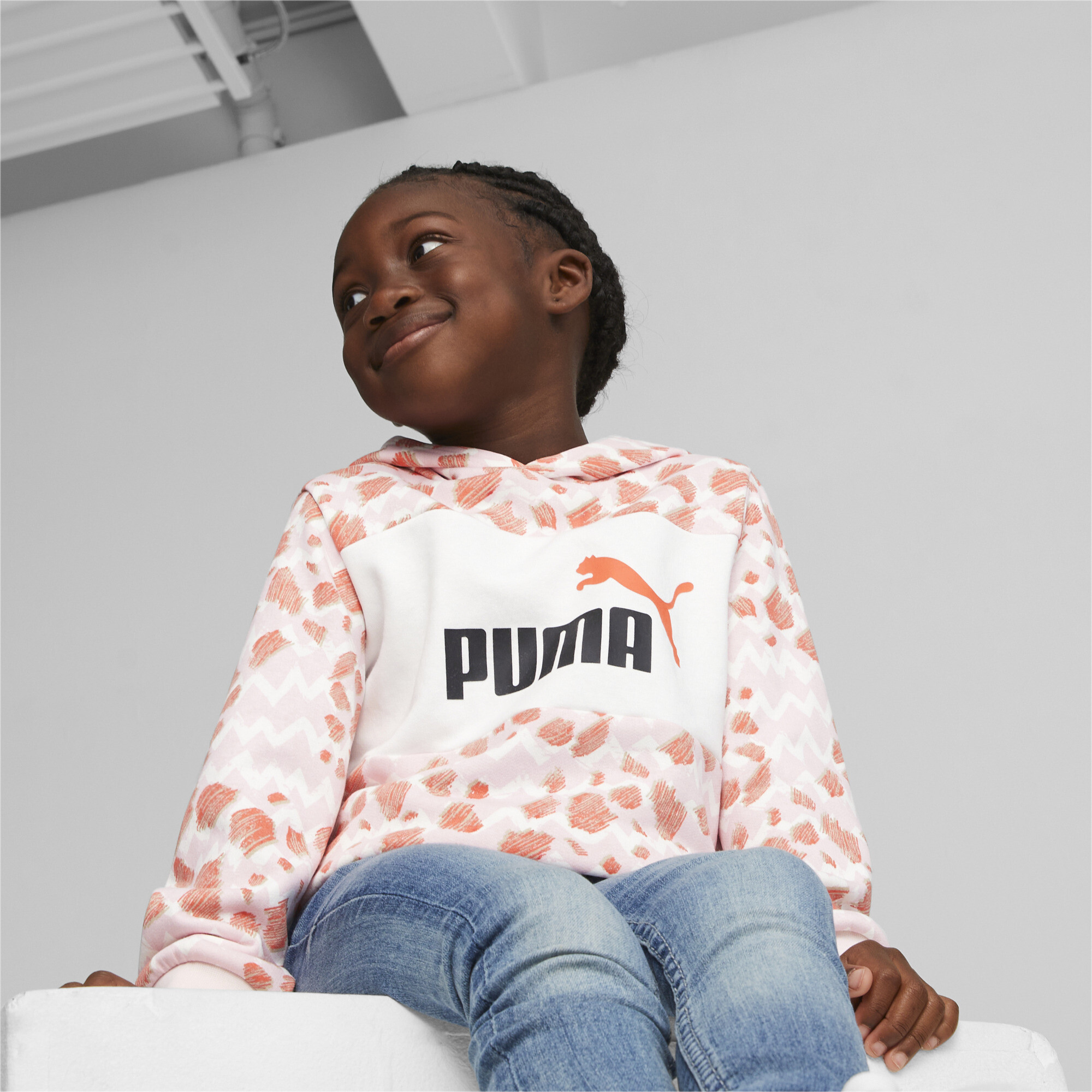 Puma Essentials Mix Match Kids' Hoodie, Pink, Size 7-8Y, Clothing