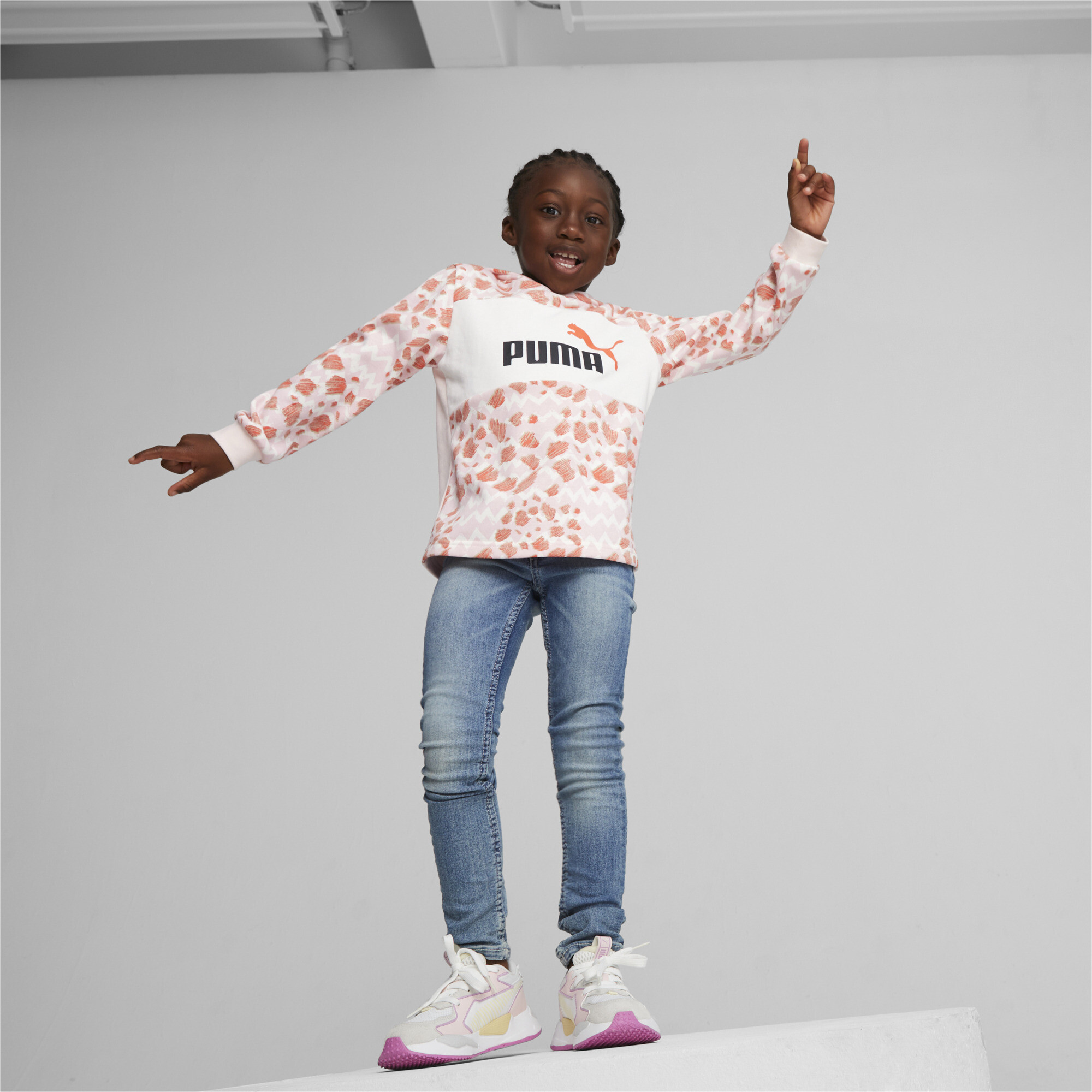 Puma Essentials Mix Match Kids' Hoodie, Pink, Size 5-6Y, Clothing