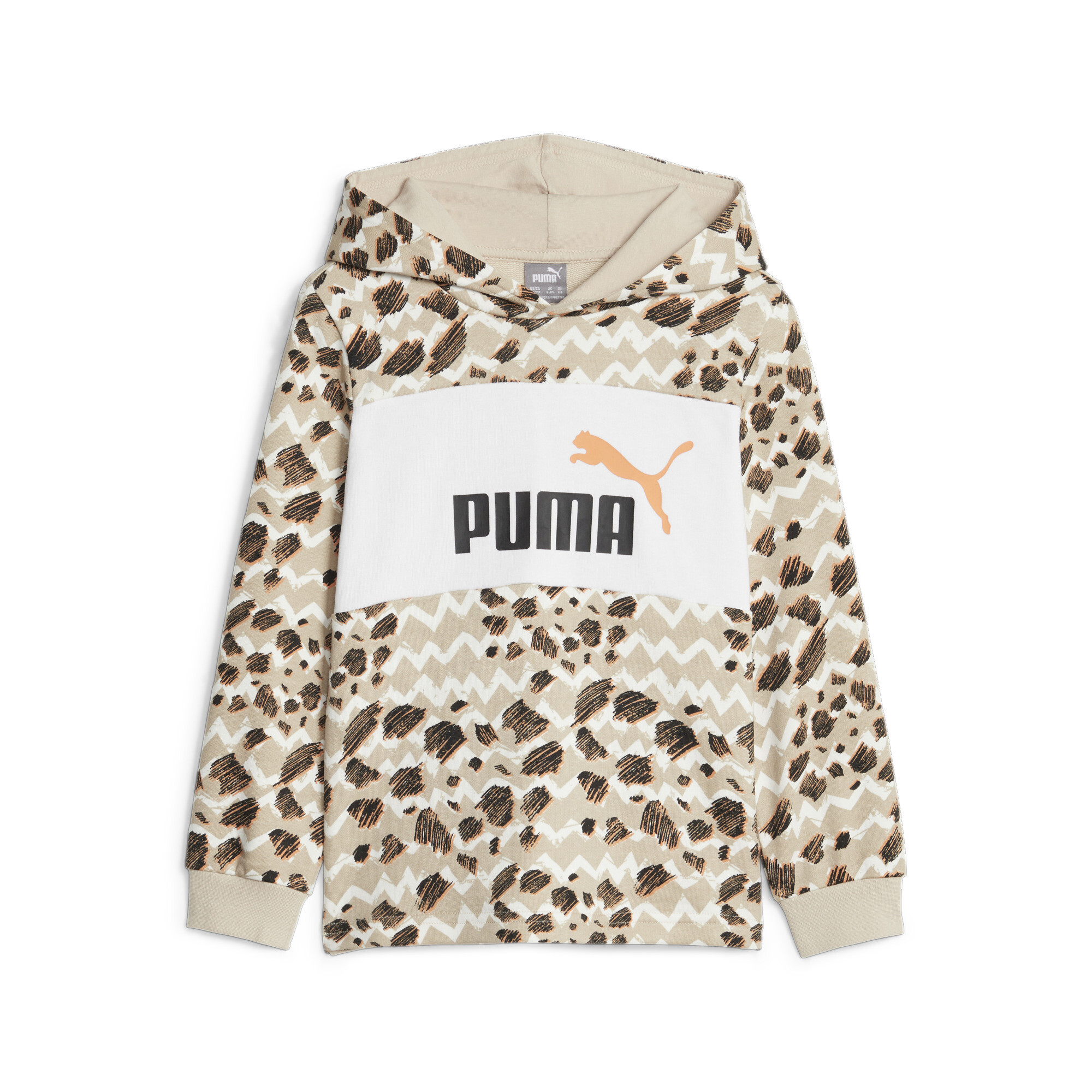 Puma Essentials Mix Match Kids' Hoodie, Beige, Size 4-5Y, Clothing