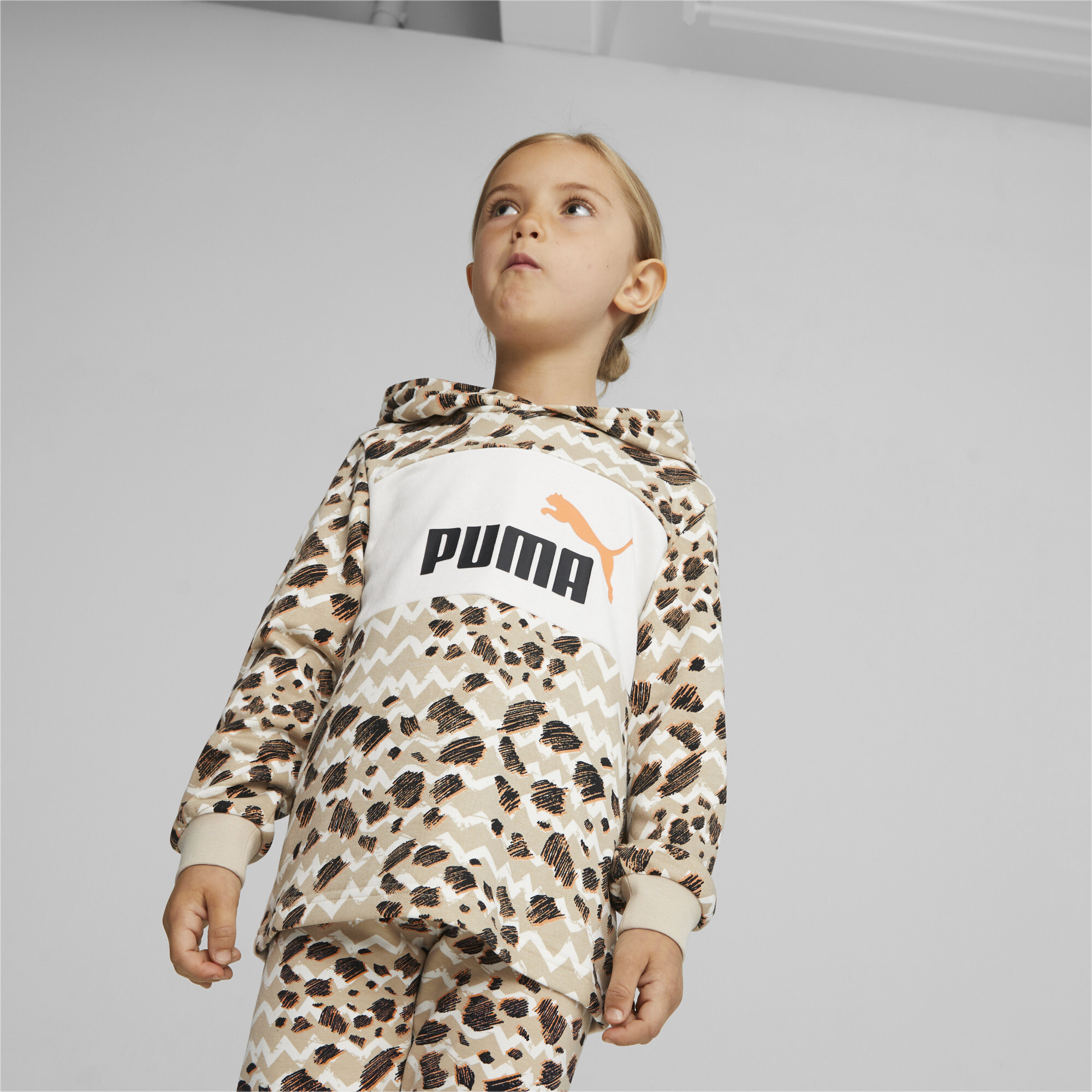 Puma Essentials Mix Match Kids' Hoodie, Beige, Size 3-4Y, Clothing