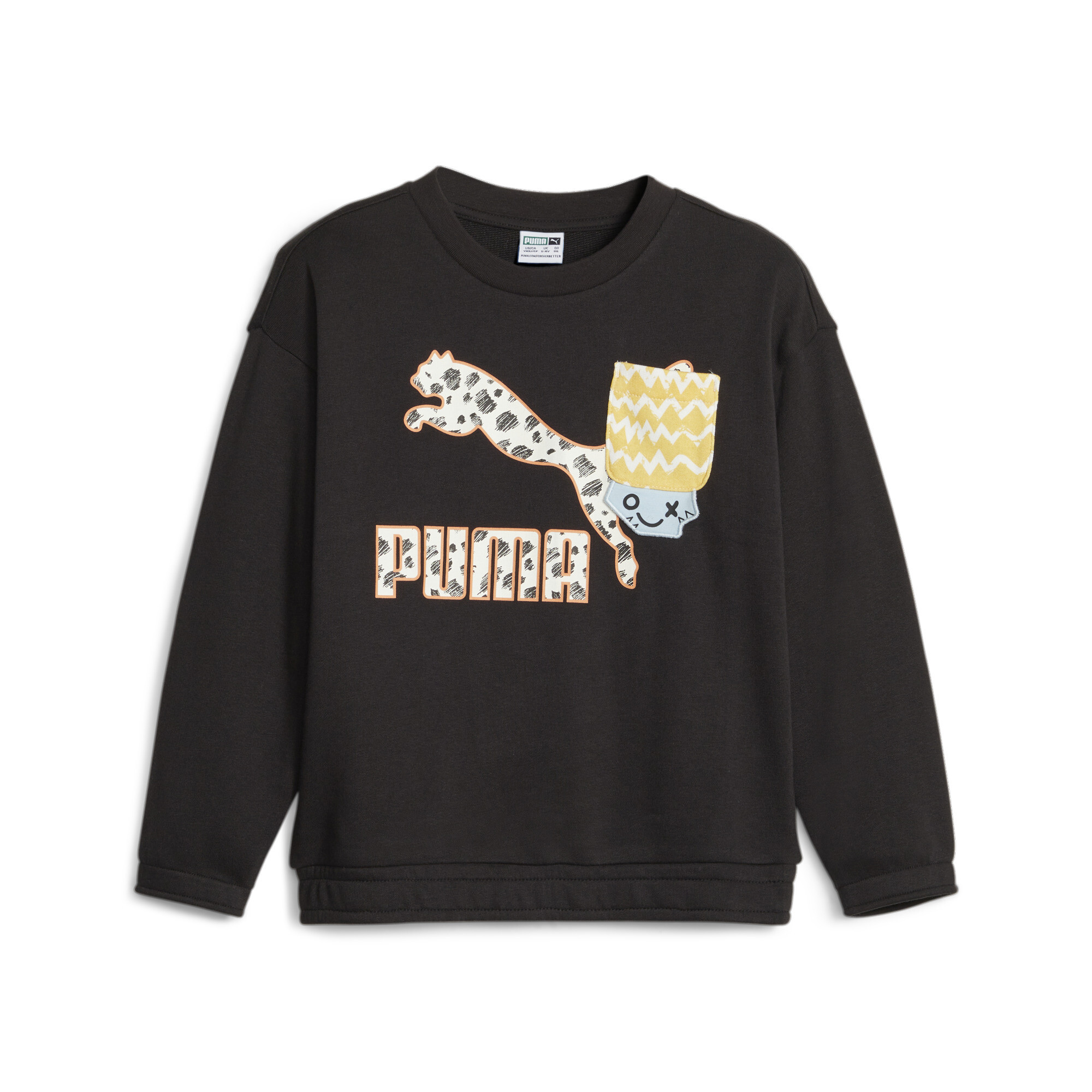 PUMA Classics Mix Match Sweatshirt In Black, Size 7-8 Youth