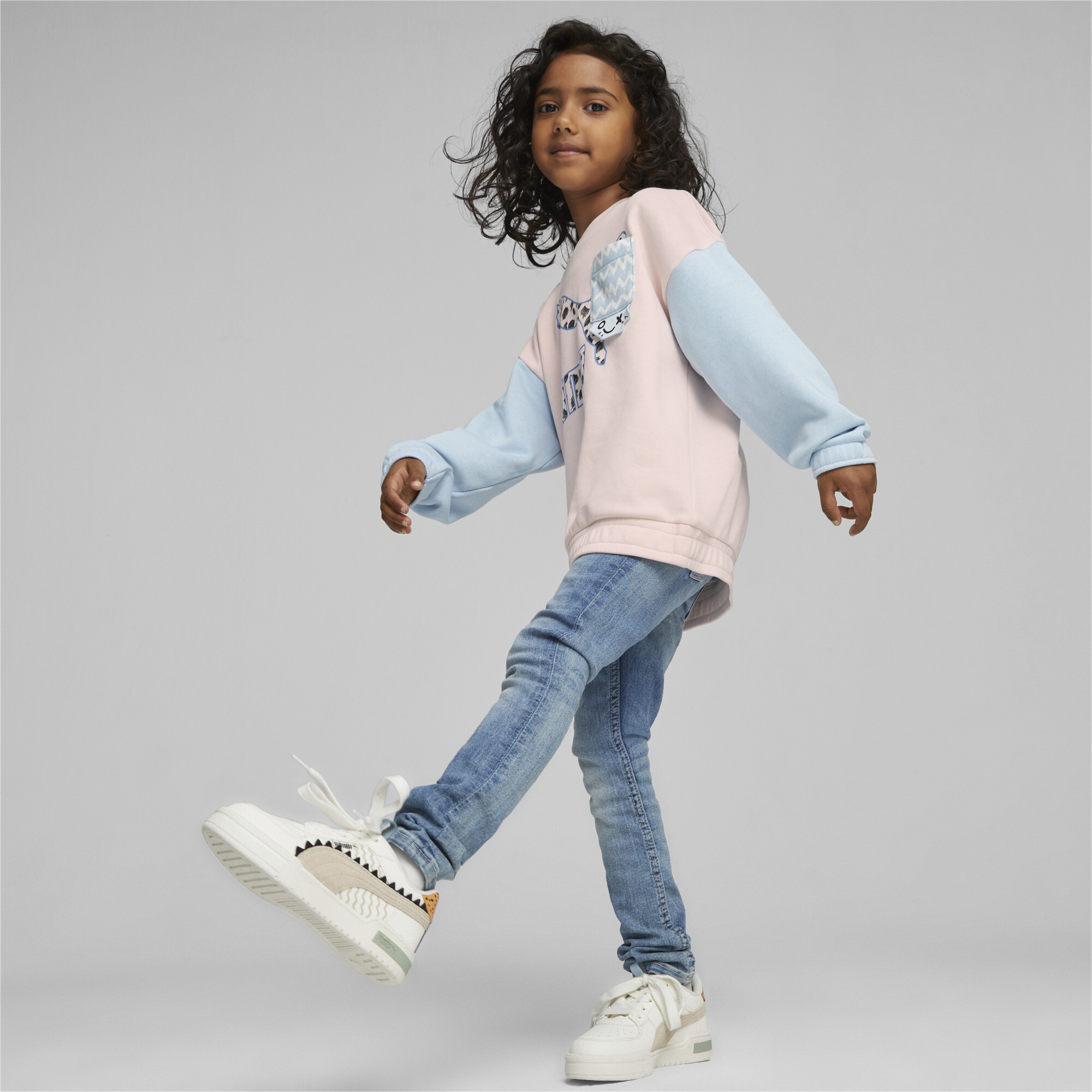 PUMA Classics Mix Match Sweatshirt In 70 - Pink, Size 1-2 Youth