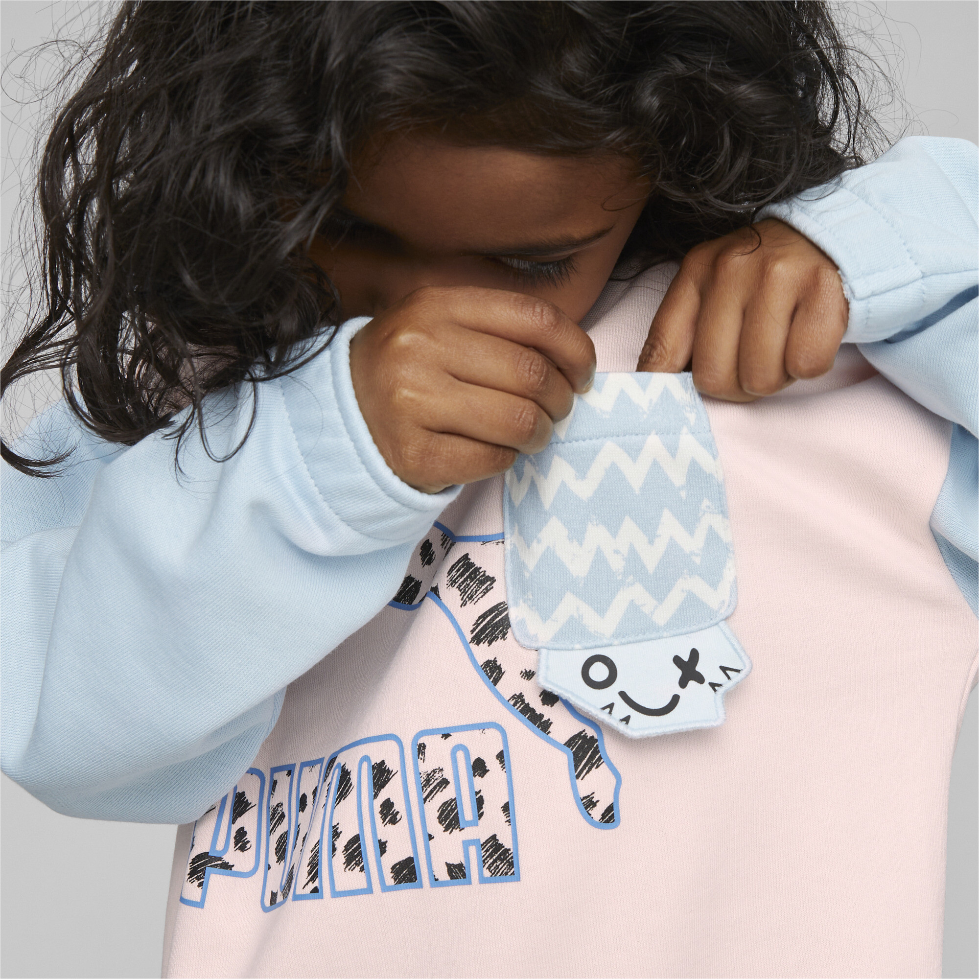 PUMA Classics Mix Match Sweatshirt In Pink, Size 2-3 Youth