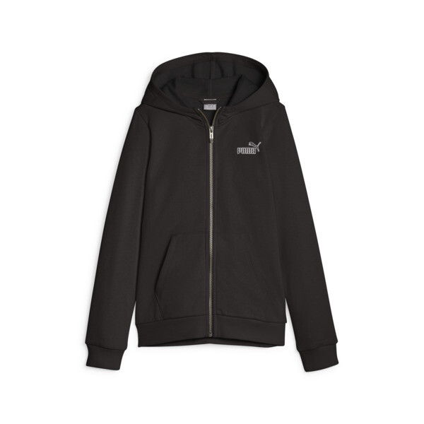 Puma Kids' Essentials+ Animal Full-zip Girls' Hoodie In Black