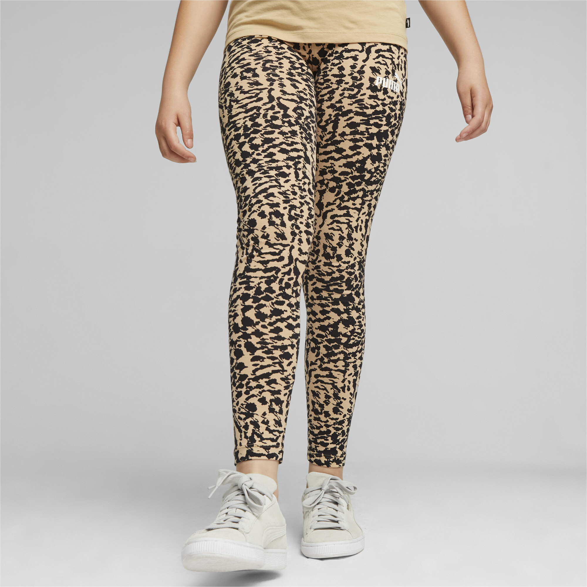 Women's Puma ESS+ ANIMAL Youth Leggings, Beige, Size 15-16Y, Clothing