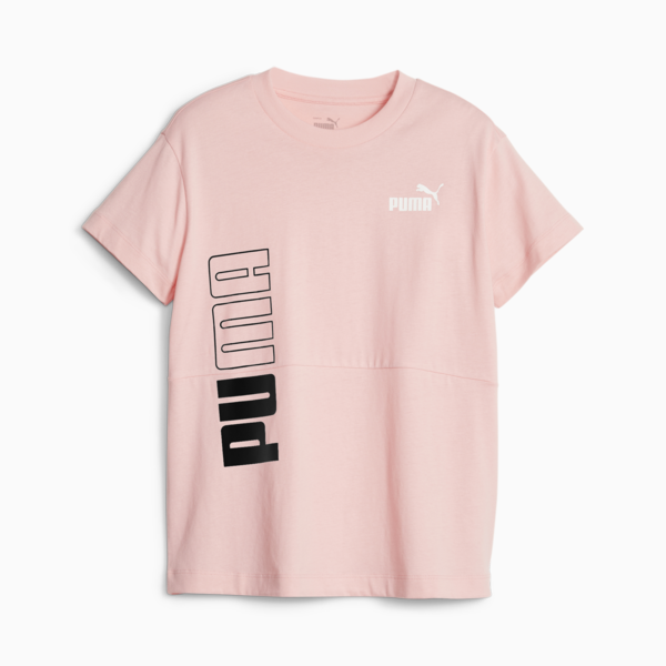 PUMA POWER Colourblock Youth Tee, Peach Smoothie, large-ZAF