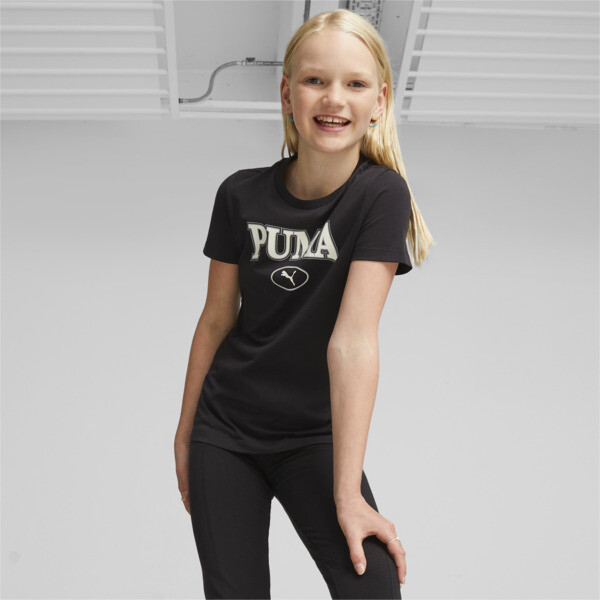 Puma Kids' Squad Girls' Graphic T-shirt In Black